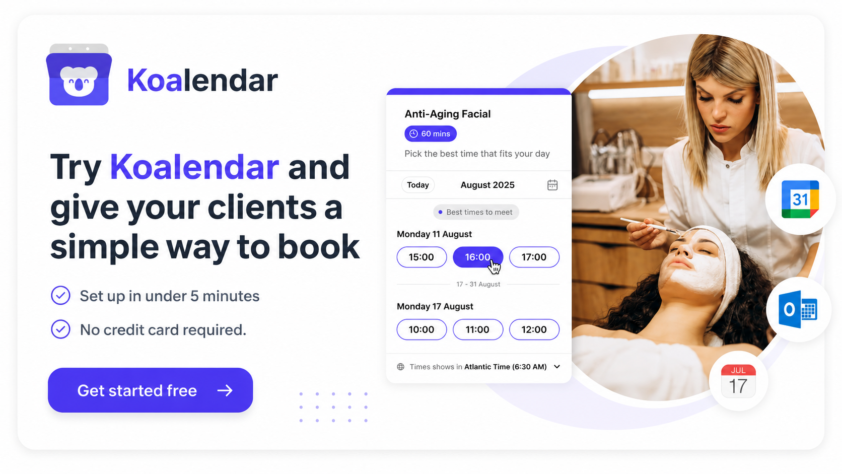 Experimente o Koalendar e ofereça aos seus clientes uma forma simples de agendar